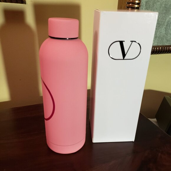 New Valentino Pink Water Bottle with Logo - Picture 3 of 5